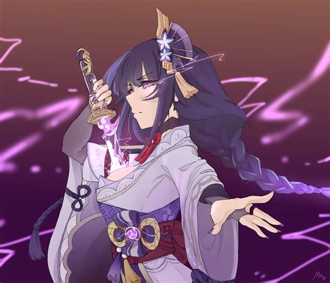 Mei has long dark purple hair and indigo eyes. . Booba sword